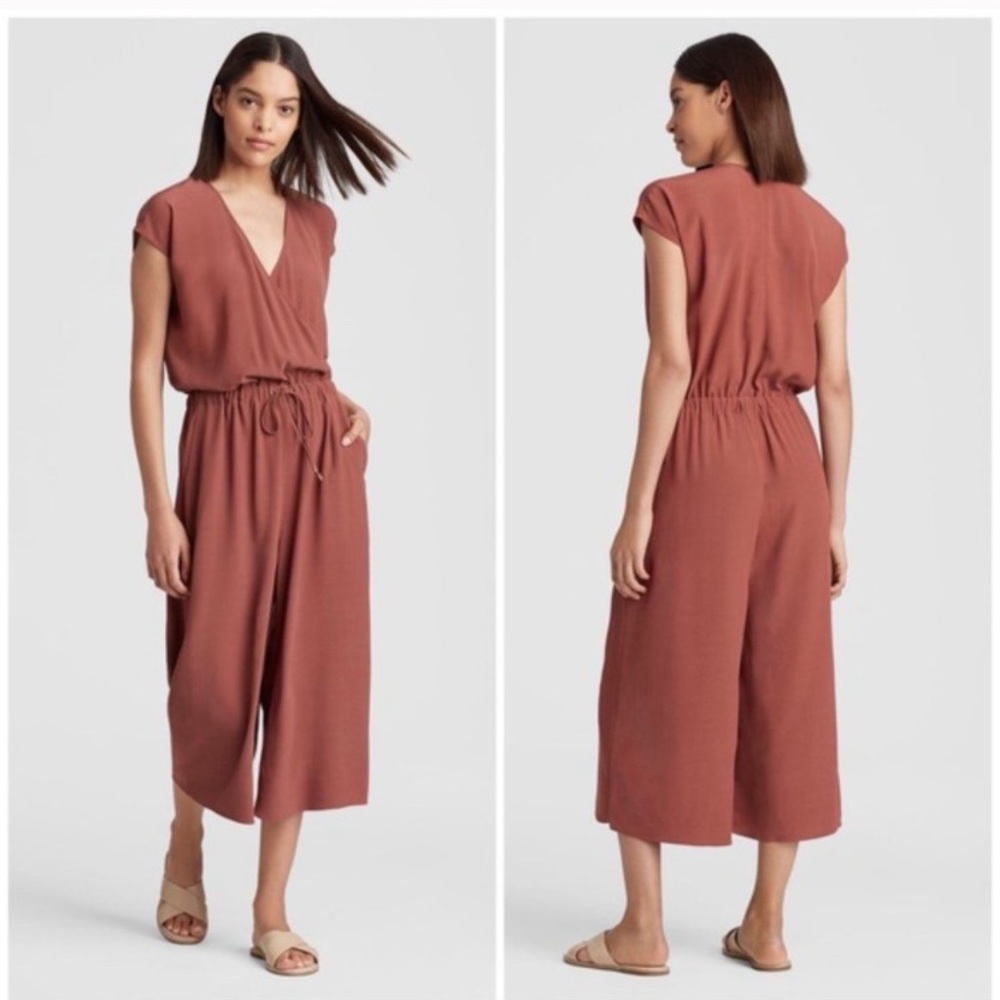Eileen Fisher | Wide Leg Cropped Jumpsuit Rust